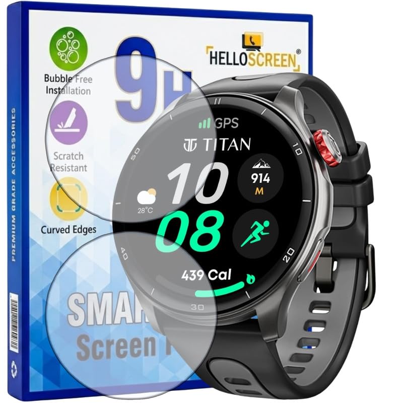 Image of Screen Protector for Titan Celestor 1.43 Inch Smartwatch (Pack of 2) - Flexible TPU Film, 9H Scratch Resistant, Self Healing, Anti Fingerprint, HD Clear, Bubble Free - Not Tempered Glass