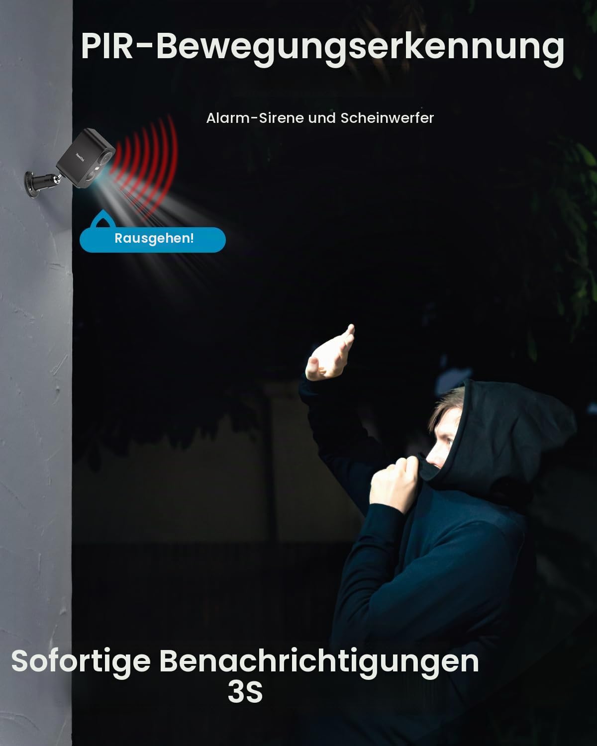 ieGeek 2K Überwachungskamera Aussen Akku: Kabellose WLAN Überwachungskamera außen/innen mit farbige Nachtsicht，PIR-Bewegungserkennung，Lange Zeit Standby，Cloud/Speicherkarte，2-Wege Audio，Schwarz