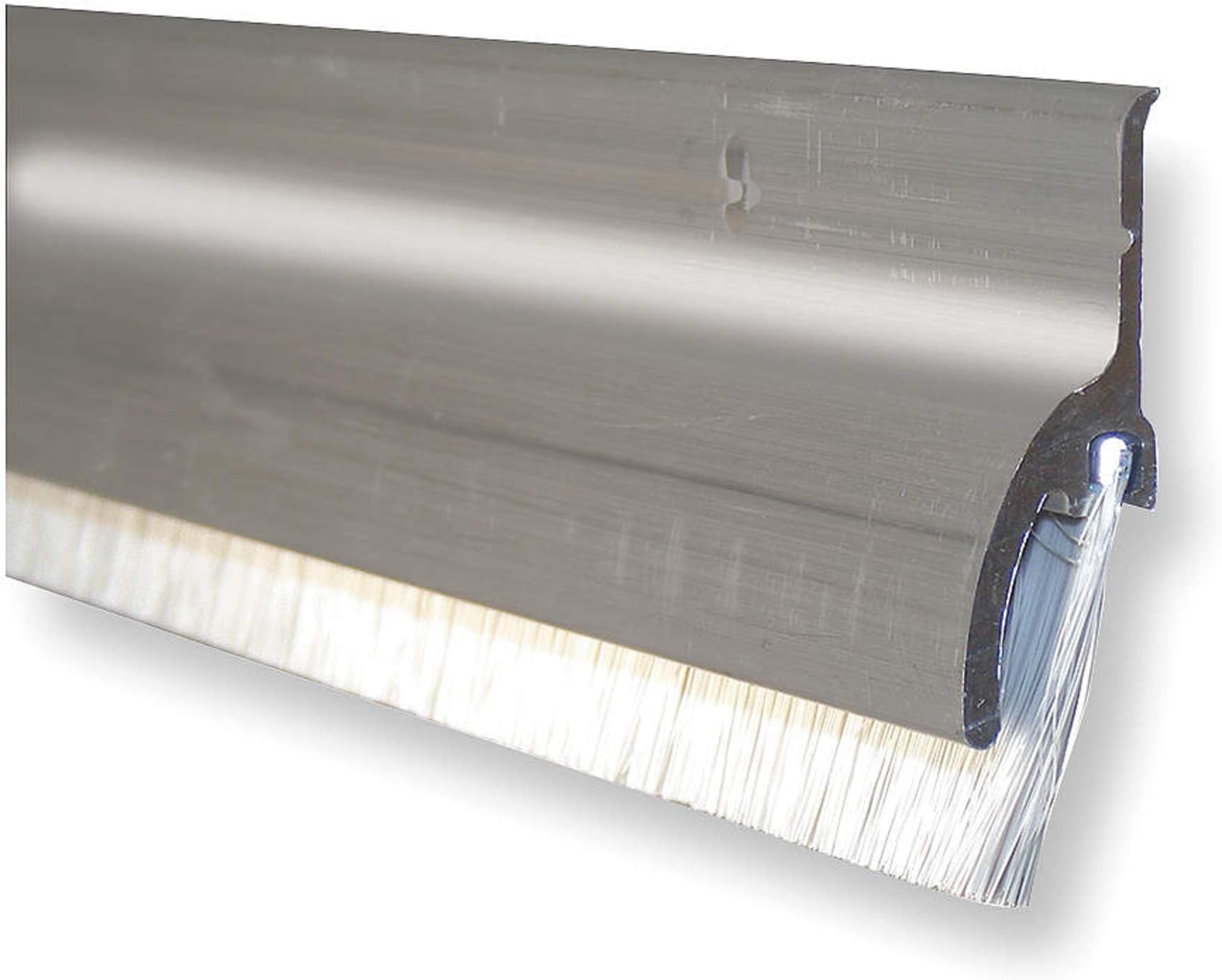 Pemko 345ANB48 Brush Door Bottom Sweep with Rain Drip, Mill Finish Aluminum Aluminum with Gray Nylon Brush Insert, 0.5625" W x 1.9375" H x 48" L