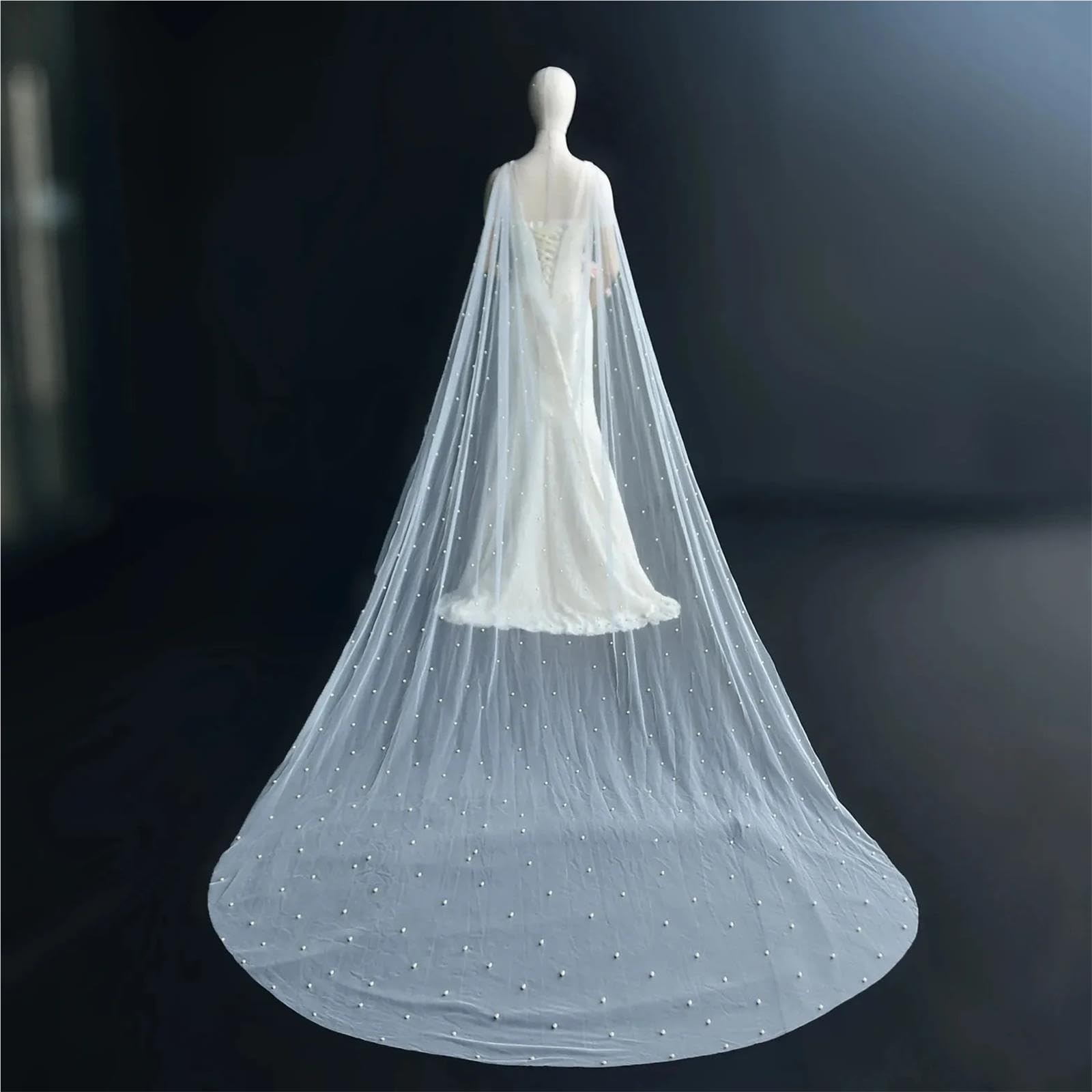 Scialle Donna Elegante Scialle da sposa in tulle di perle