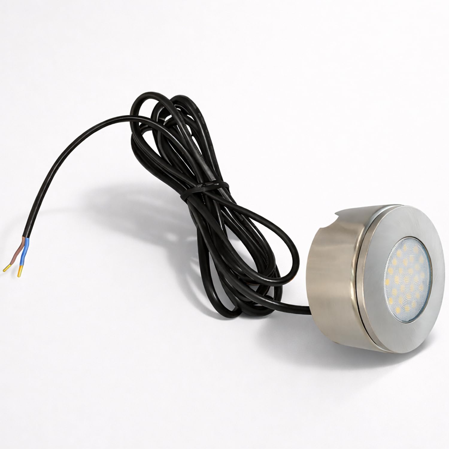 Ledbrite Chrome Round Led Under Cabinet Light, Satin 3 Cct 3000K–6000K, 2W 200Lm, 240V Mains, Stainless Steel, Built-In Driver, Kitchen Puck Light (3)