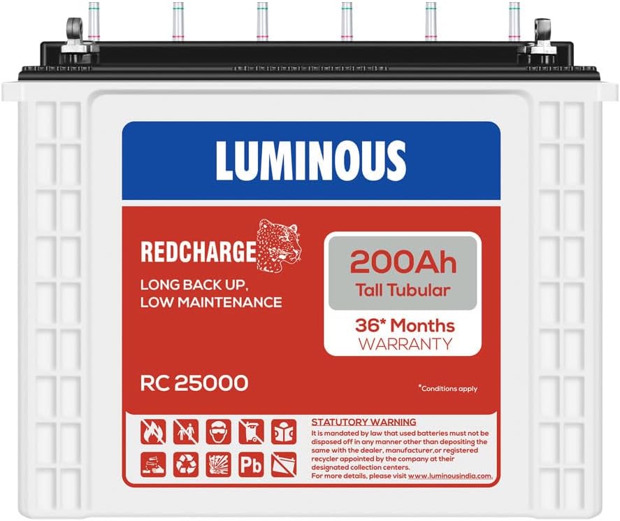 Luminous RC25000 200AH Tall Tubular Battery 36 (18 F+ 18 P)