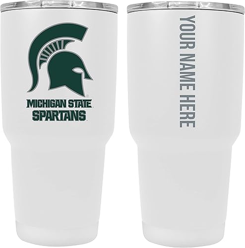 Miniatura 6 de Collegiate Custom Michigan State Spartans, vaso de acero inoxidable aislado de 24 onzas con nombre grabado (negro)