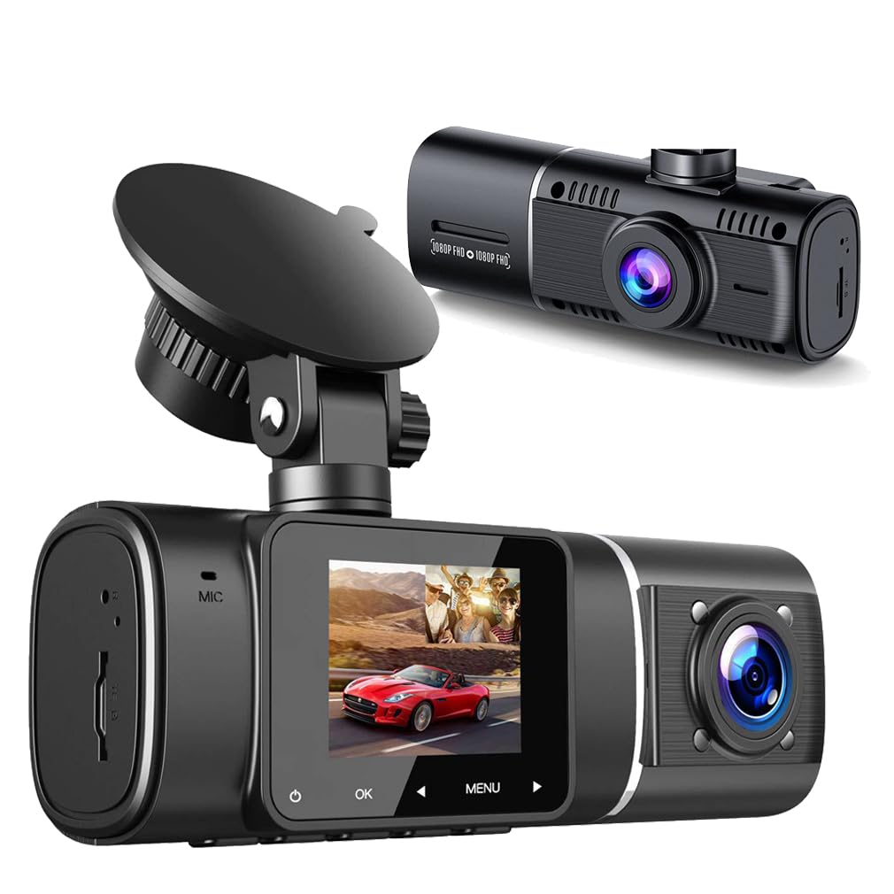XRC TECH kamera samochodowa z dwoma obiektywami, noktowizor na podczerwień HD 1080p przednia i wewnętrzna kamera kabinowa rejestrator samochodowy, nagrywanie w pętli czujnik G, monitor parkowania 24H,