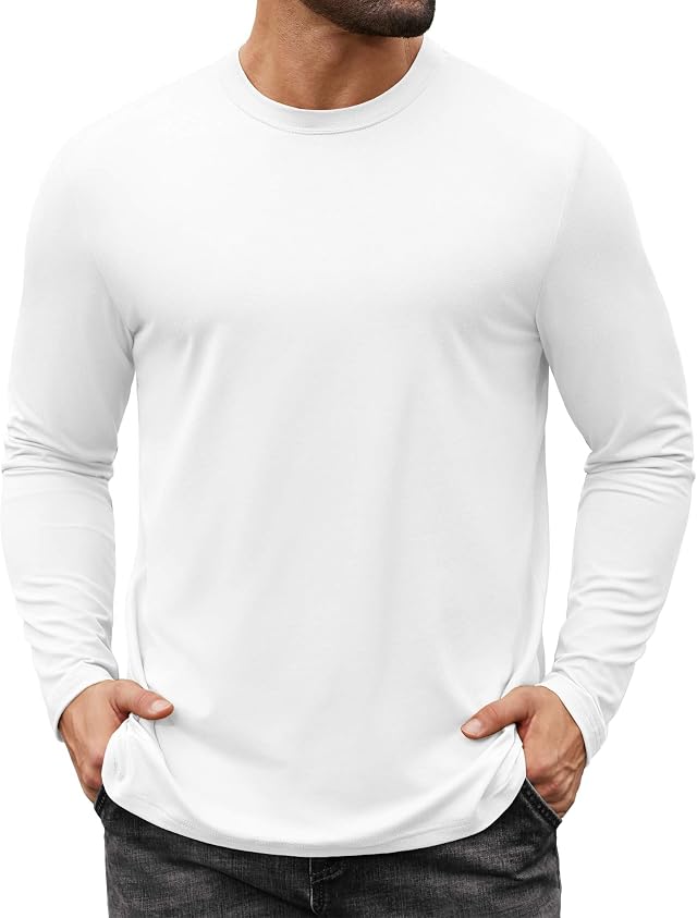 COOFANDY Mens Long Sleeve Tee Shirts Stretch Crew Neck Tee Shirts Casual T Shirts for Men
