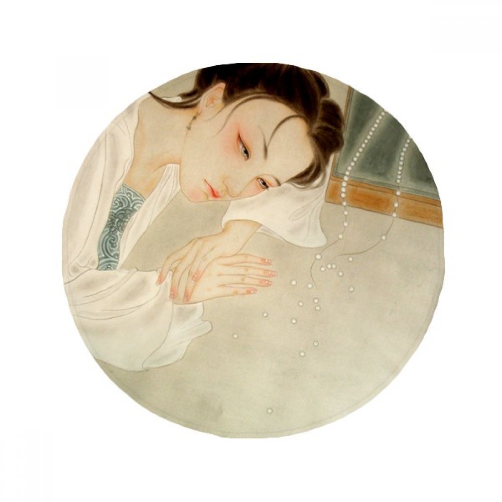 Tapis de sol rond 60cm peinture chinoise blanche antidérapant pour salon et cuisine