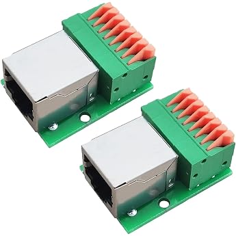 PENGLIN RJ45 Female to 8-Pin Connection Strip RJ45 8P8C Horizontal Female to 8-Pin Crimping Terminal Ethernet Adapter with PCB Board Pack of 2