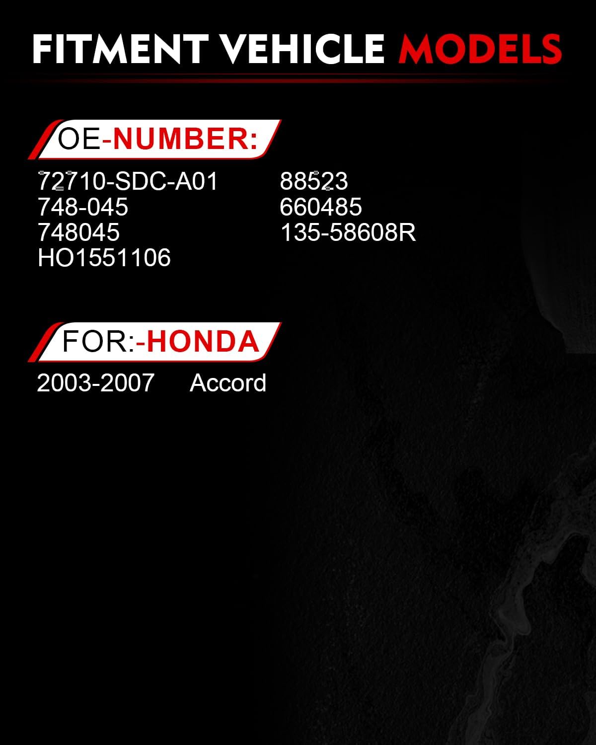 Rear Right Power Window Regulator with Motor for:-Honda Accord 2003 2004 2005 2006 2007, for Accord 03 04 05 06 07, 2 Pins Connector Replace# 72710-SDC-A01 748-045 748045 HO1551106 88523 660485