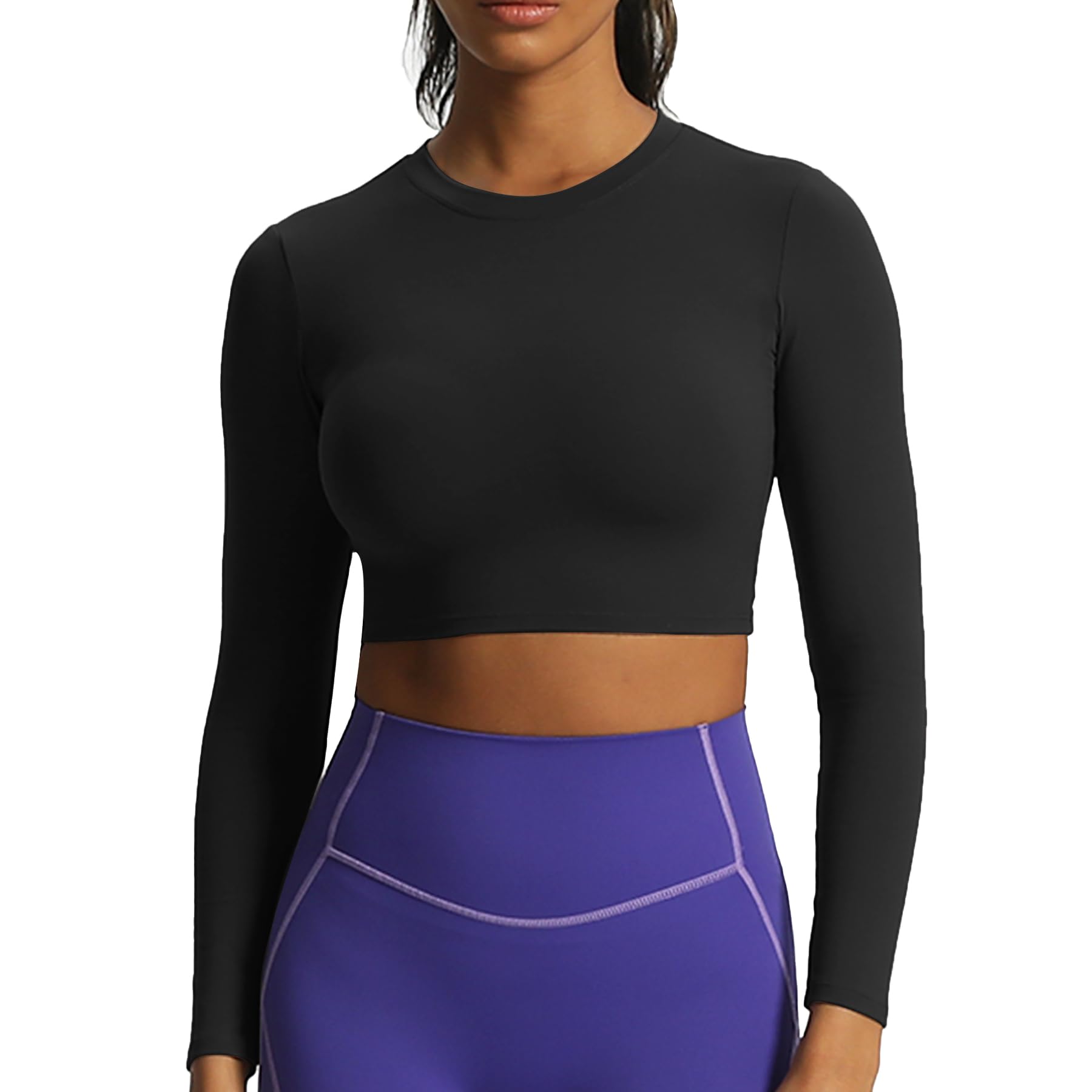 Aoxjox Long Sleeve Crop Top T Shirt