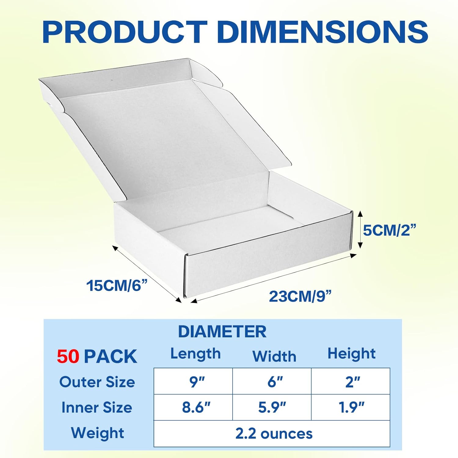 CHMI 9x6x2 Shipping Boxes Set of 50, White Small Corrugated Cardboard Box,Mailer Boxes for Small Business.