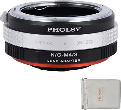 محول تركيب عدسة PHOLSY مع حلقة تحكم في الفتحة متوافق مع عدسة Nikon GF AI AIS D AFS إلى Micro Four Thirds M4/3 Micro 4/3 MFT Mount Camera Body متوافق مع Nikon إلى M4/3