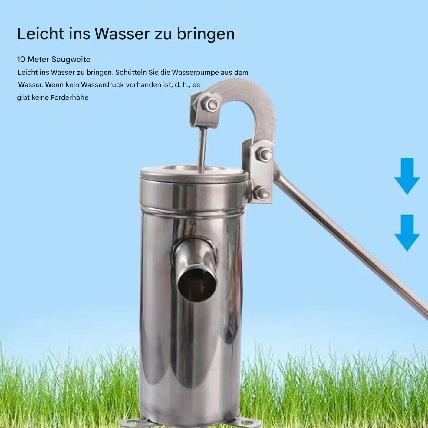 Pompa dell'acqua manuale anticata, pompa manuale per pozzo | fontana a pressione in acciaio inox | pompa manuale per pozzo da giardino | pompa dell'acqua manuale per irrigazione giardino prato