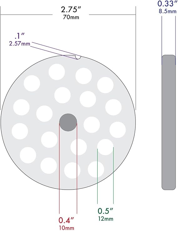 TSM #10/12 Stainless Steel Meat Grinder Plate (1/2)