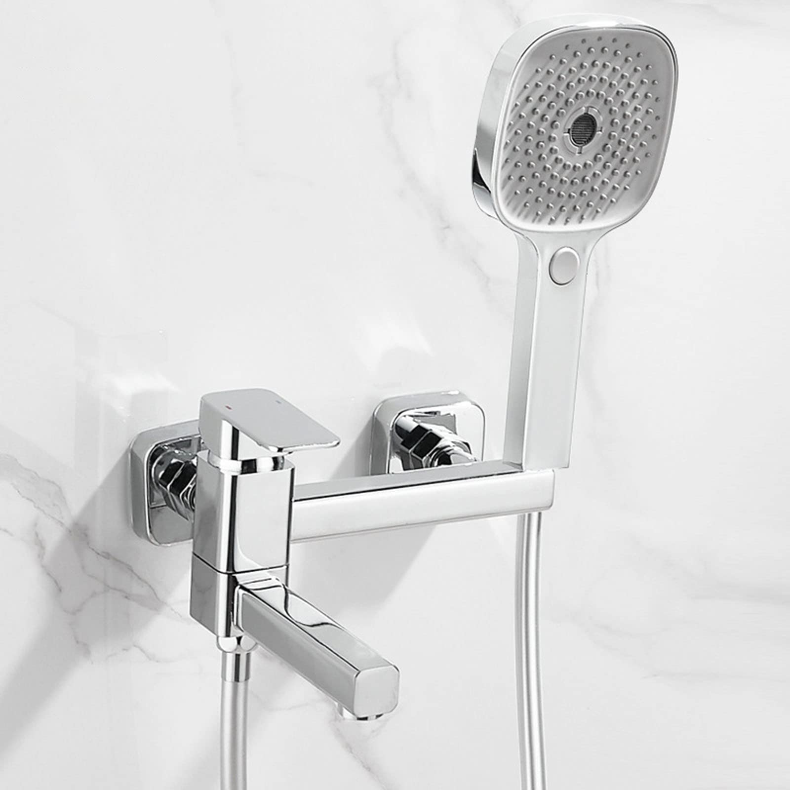 Mitigeur de bain-douche blanc avec inverseur 3 modes pour jet sur mesure