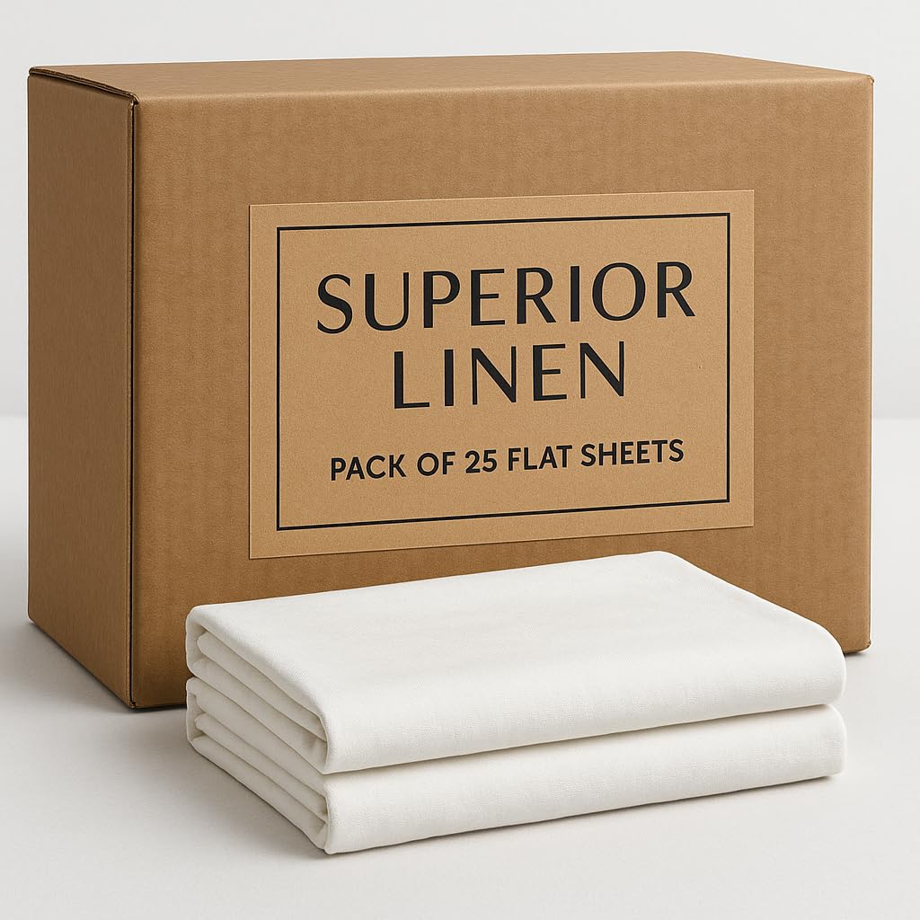 Cotton Rich Flat Sheet (Pack of 25) - NHS Approved, Soft Touch & Moisture Absorbing - Top Sheet/Flat Sheet - Ideal for Care Homes, Hotels, Airbnbs - Single Size 178cm x 274cm — image 1