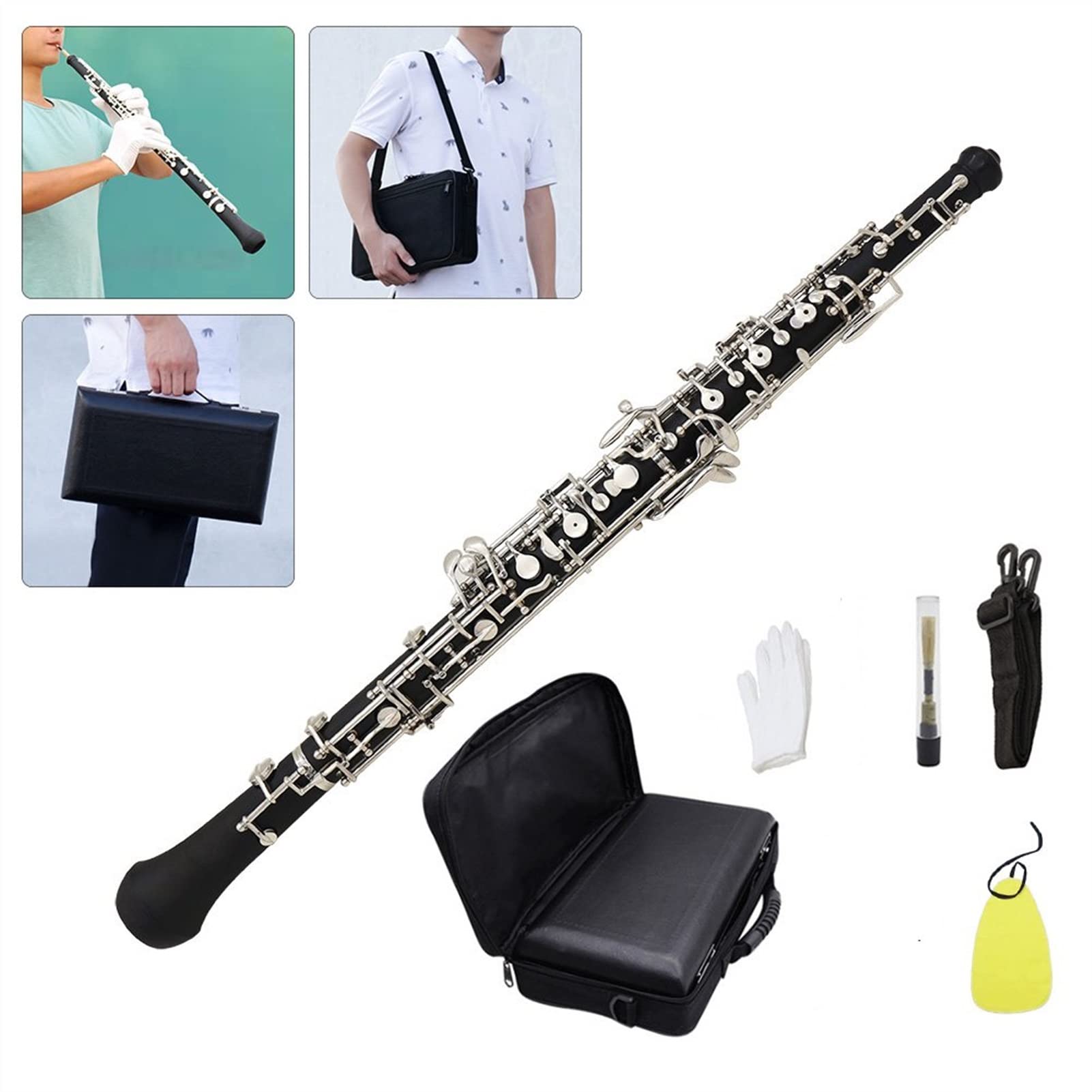 Strumento Oboe Oboe Professionale C- Chiave D' Argento Placcato Strumento A Fiato per Principianti con Il Sacchetto Principiante di Oboe