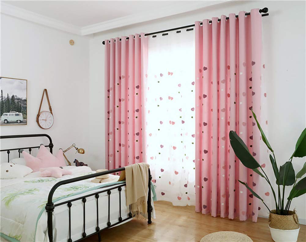 Rideaux de chambre d'enfants rose assombrissement à oeillets 140x145 cm