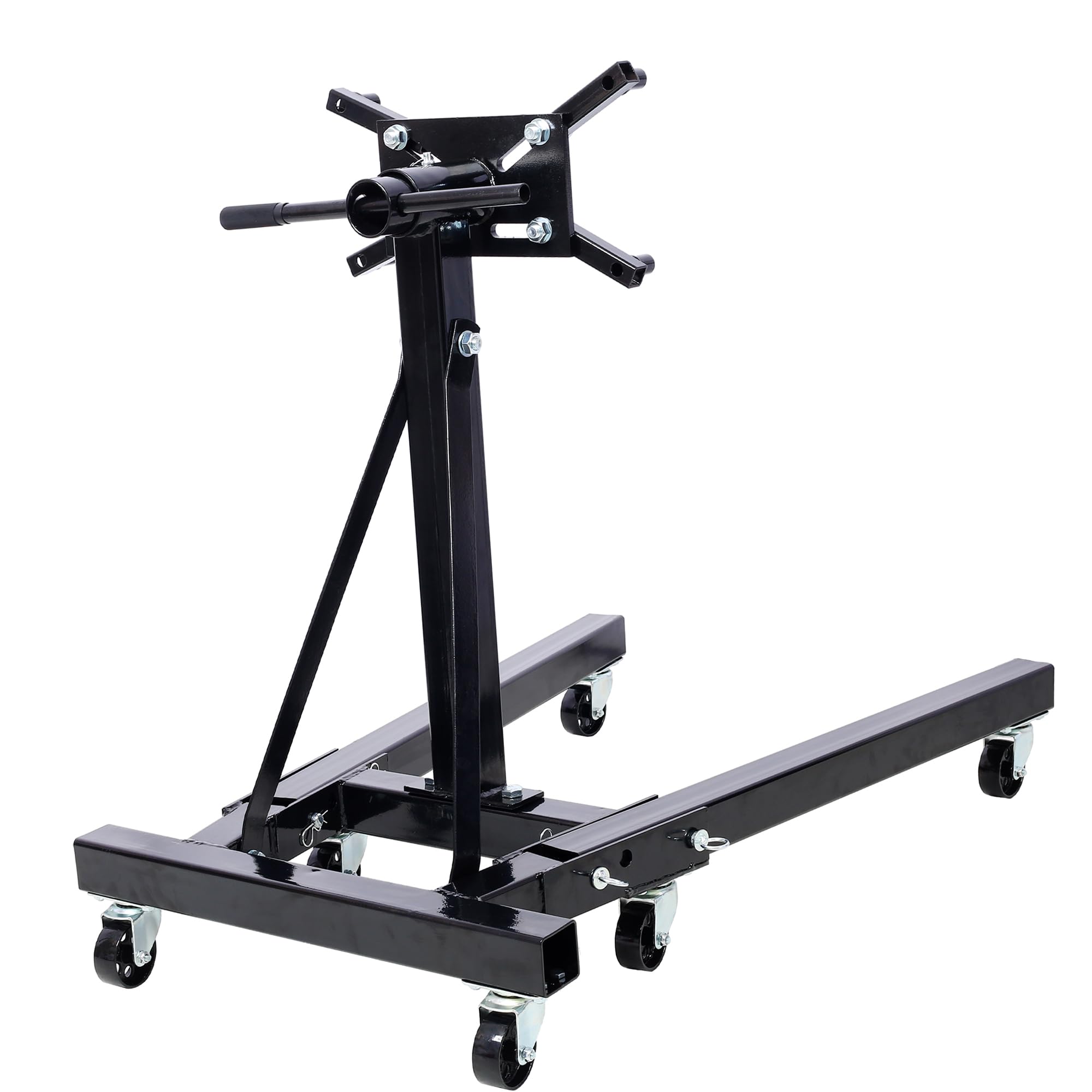 2000 LBS Capacity Folding Engine Stand - 360° Adjustable Mounting Head, Dolly Mover, Auto Repair Rebuild Jack, Black