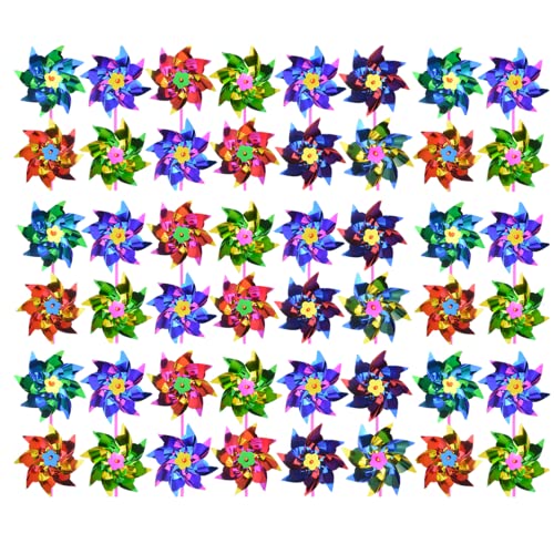 100pcs Plastic Rainbow Pinwheel,Windmill Party Pinwheels DIY Pinwheels Set for Toy Garden Lawn Party Decor (100)