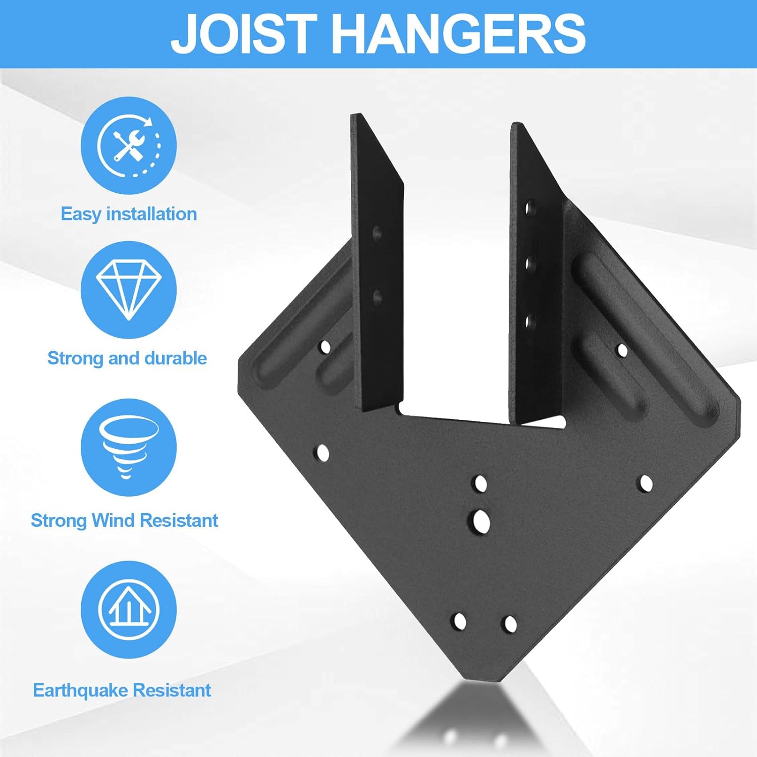 24 Pack Heavy Duty Hurricane Ties for 2X Rafters & Joists, 18-Gauge Hot Dip Galvanized Steel Construction for Robust Deck Framing and Wind Protection, Black