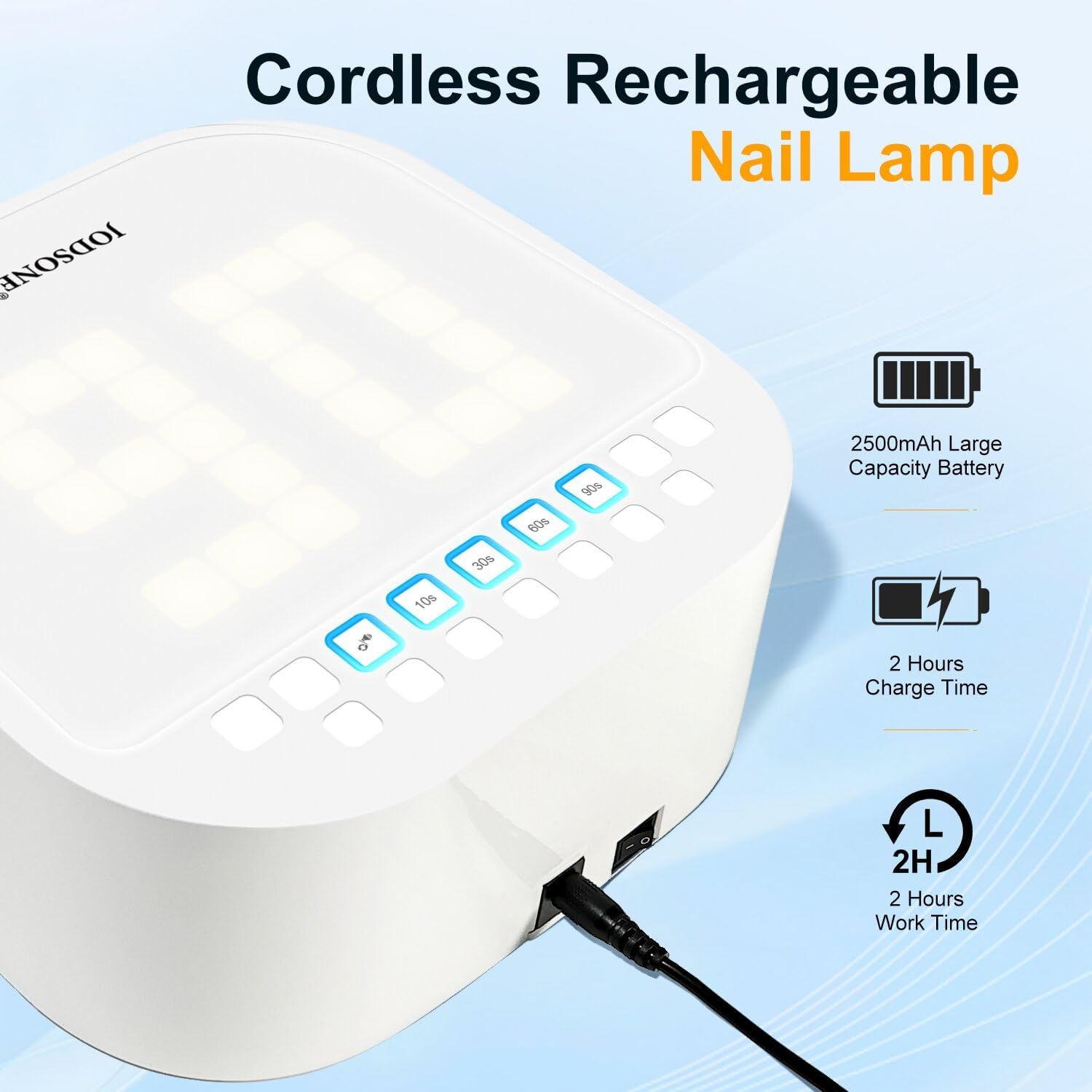 JODSONE Cordless Professional U V Nail Lamp with 4 Timed Digital Reversible Display Nail Lamp Large LCD Display Rechargeable for Salon or Home Use