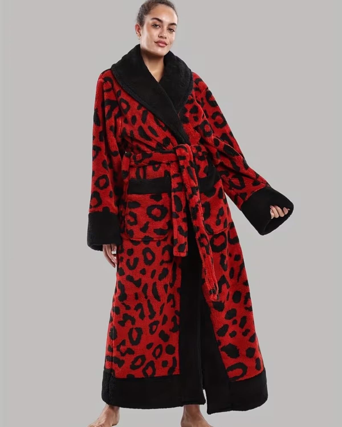 Surwin Albornoz Ducha Microfibra Mujer Hombre, Albornoz Largo con Cinturón Unisex Bata de Casa Invierno Talla Grande Bata de Baño Cálido Invierno para Adulto