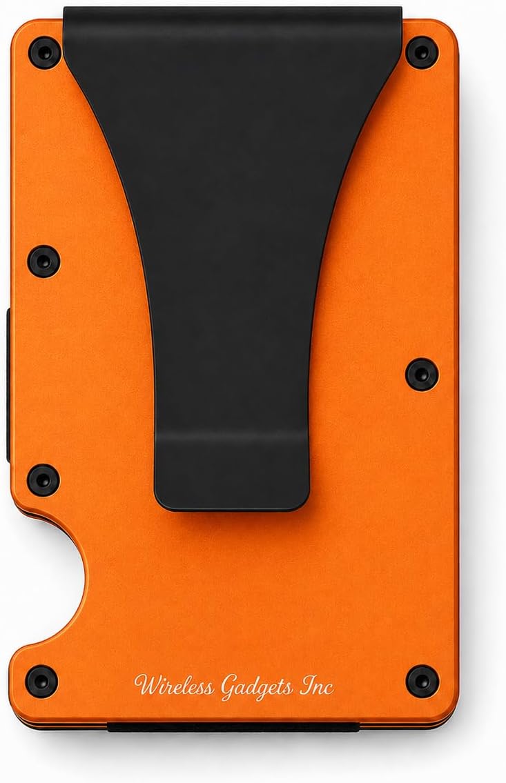 Slim Wallet for Men: RFID Credit Card Holder & Money Clip - Orange