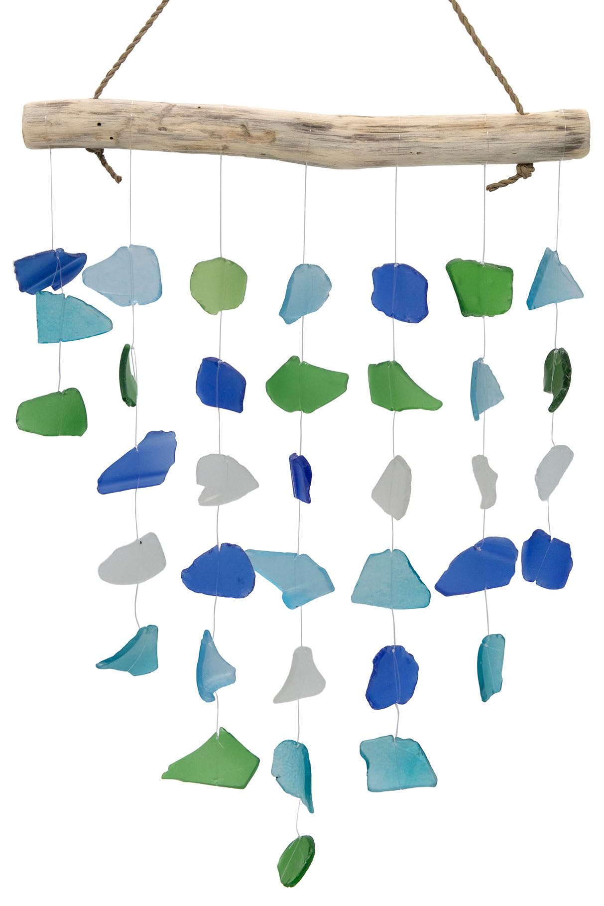 Recycled Glass Driftwood Mobile – Boho Gentle Wind Chime for Garden or Indoor Décor