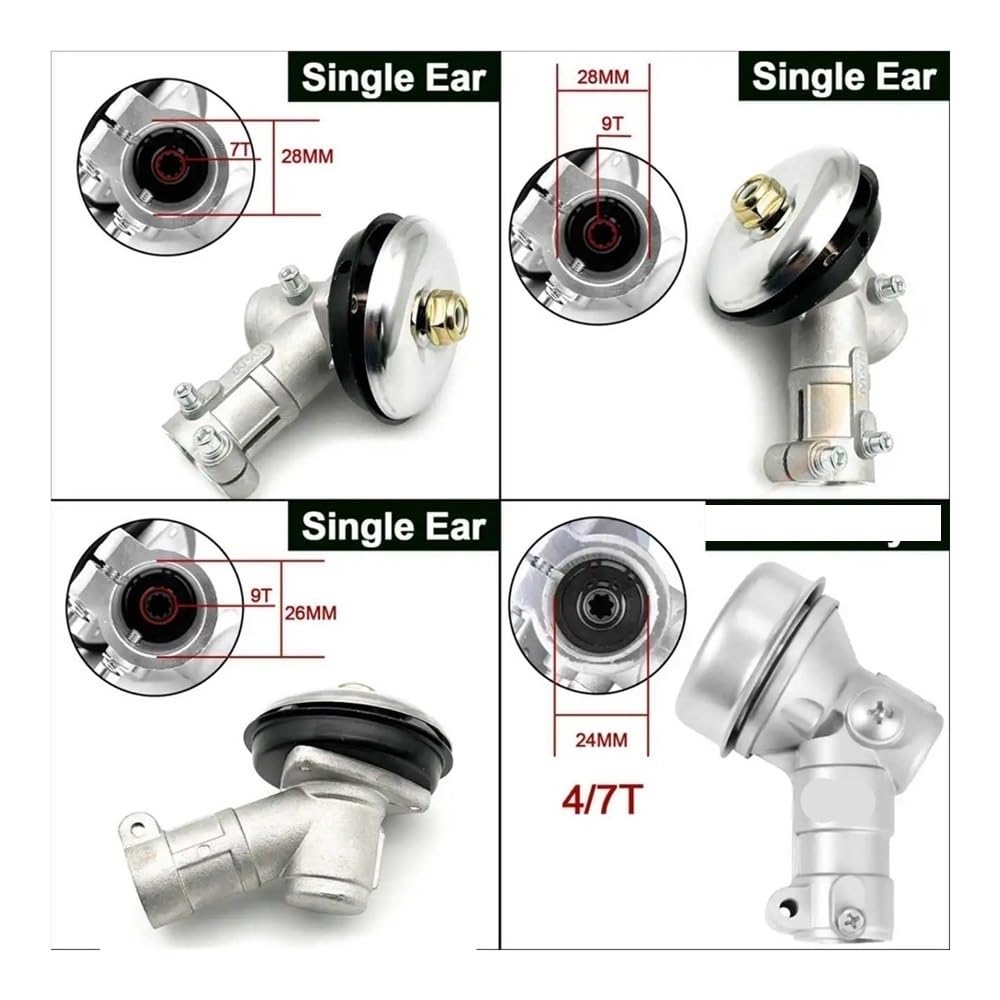 Scatola Ingranaggi con Testa dentata Quadrata da 24 mm 4T da 5 mm M10 Adatta for decespugliatore 226, Tosaerba, Parti for Erba Accessori(26mm 9T Single Ear)