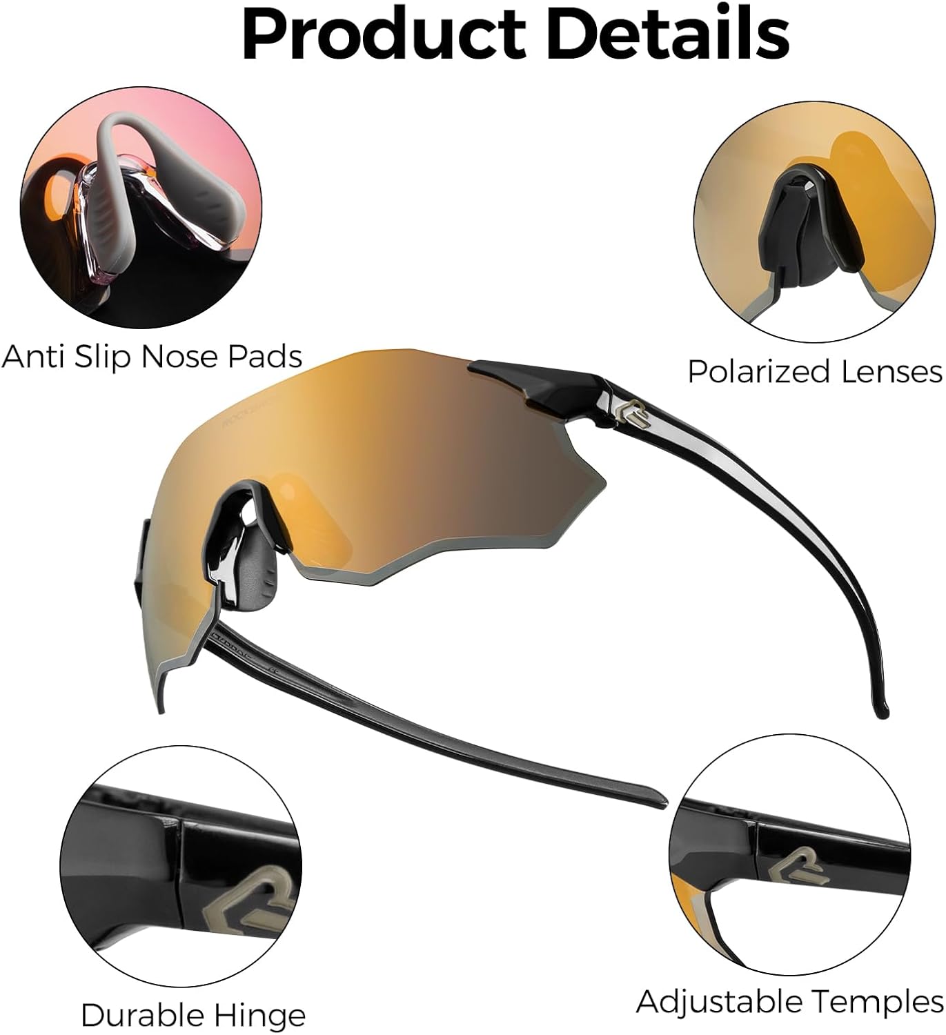 ROCKBROS Sports Glasses for Women Men Wrap Around UV400 Protection for Cycling Fishing