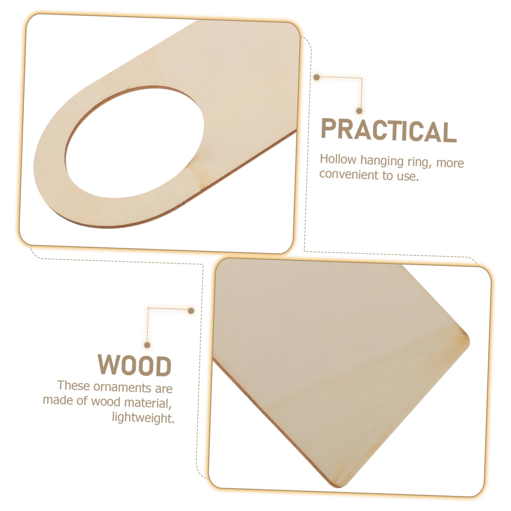 VILLCASE 12pcs Wood Door Hangers Craft DIY Door Knob Hanger for Kids Hollow Ring