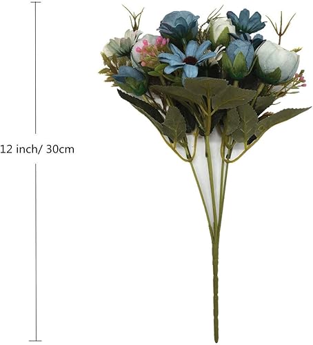 Vista 80 de CATTREE - Flores artificiales, paquete de flores de plástico flocado, plantas falsas, ramo de novia, interior, al aire libre, hogar, oficina, mesa