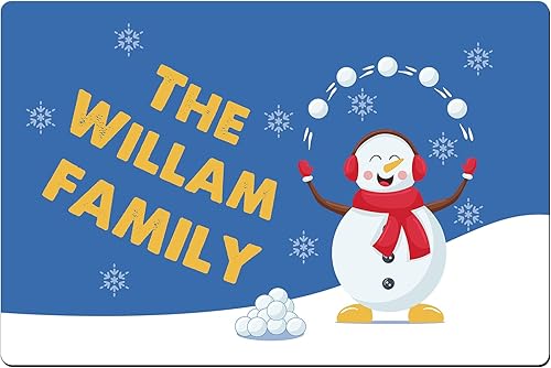 Miniatura 7 de Tapete personalizado de muñeco de nieve con nombre familiar tapete de bienvenida para exteriores tapete de Navidad para puerta delantera de interior