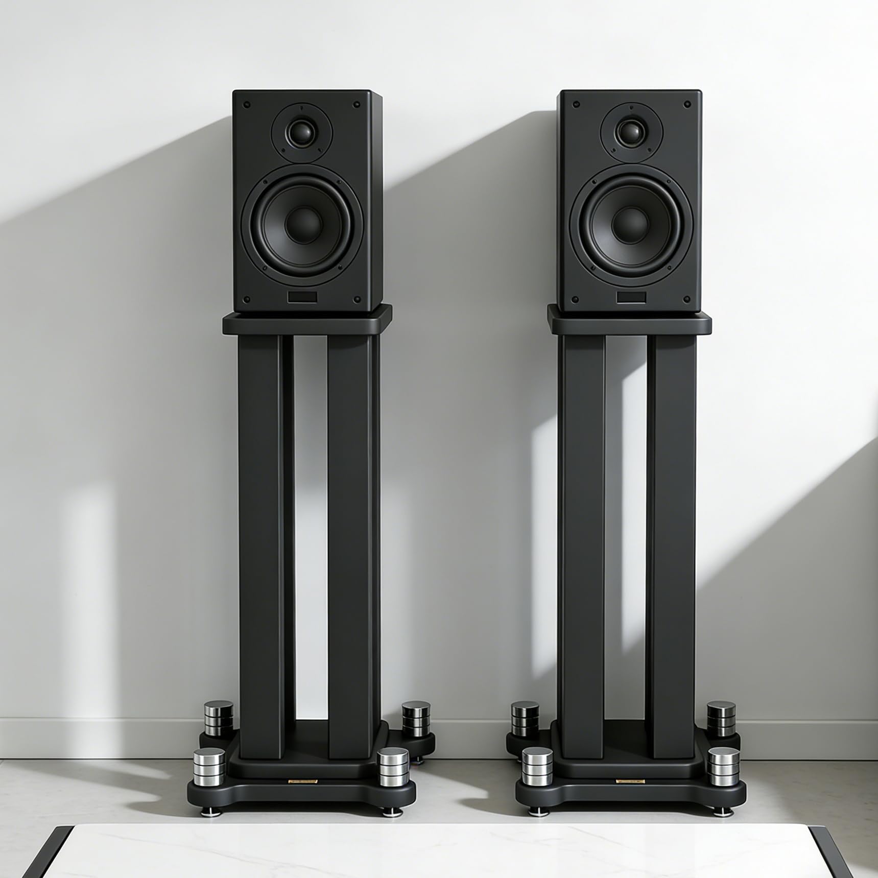 2pcs supporto casse acustiche fino a 50kg, Antiscivolo e anti-vibrazione supporto casse audio, Design MDF che assorbe le vibrazioni, supporti casse acustiche per lo studio home theater (80cm)