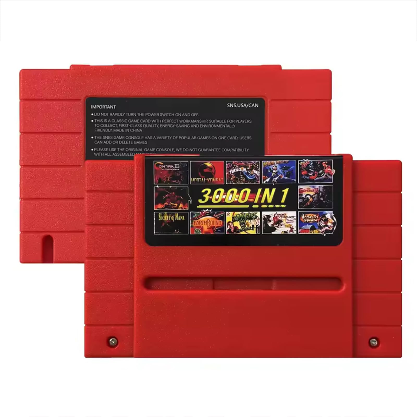Retro 16-Bit Game Cartridge for SNES &amp; Super Famicom, 3000-in-1 Flash Card with 8GB Pre-Loaded Mini SD Card, Classic Gaming Compatible