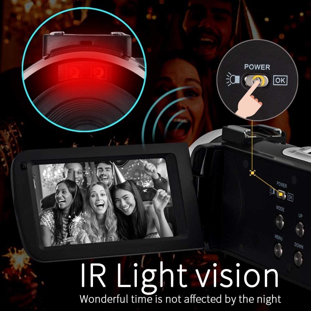 Fotocamera digitale, Fotocamere per la fotografia, Videocamere digitali 2.7K Videocamera Videocamera digitale portatile Zoom 16X Videocamera con schermo LCD touch con Portatile per i viaggi e buona du