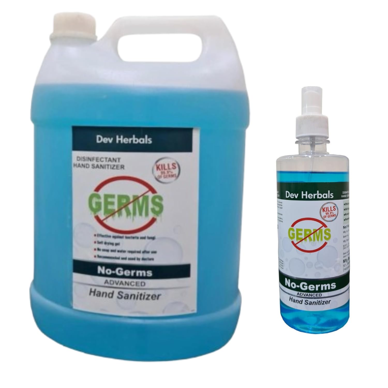 Dev Herbals No Germs Hand Sanitizer 5 litres comes with 500 ml sanitizer 70% alcohol_color-Blue. (B0DHS92122) Amazon Price History, Amazon Price Tracker