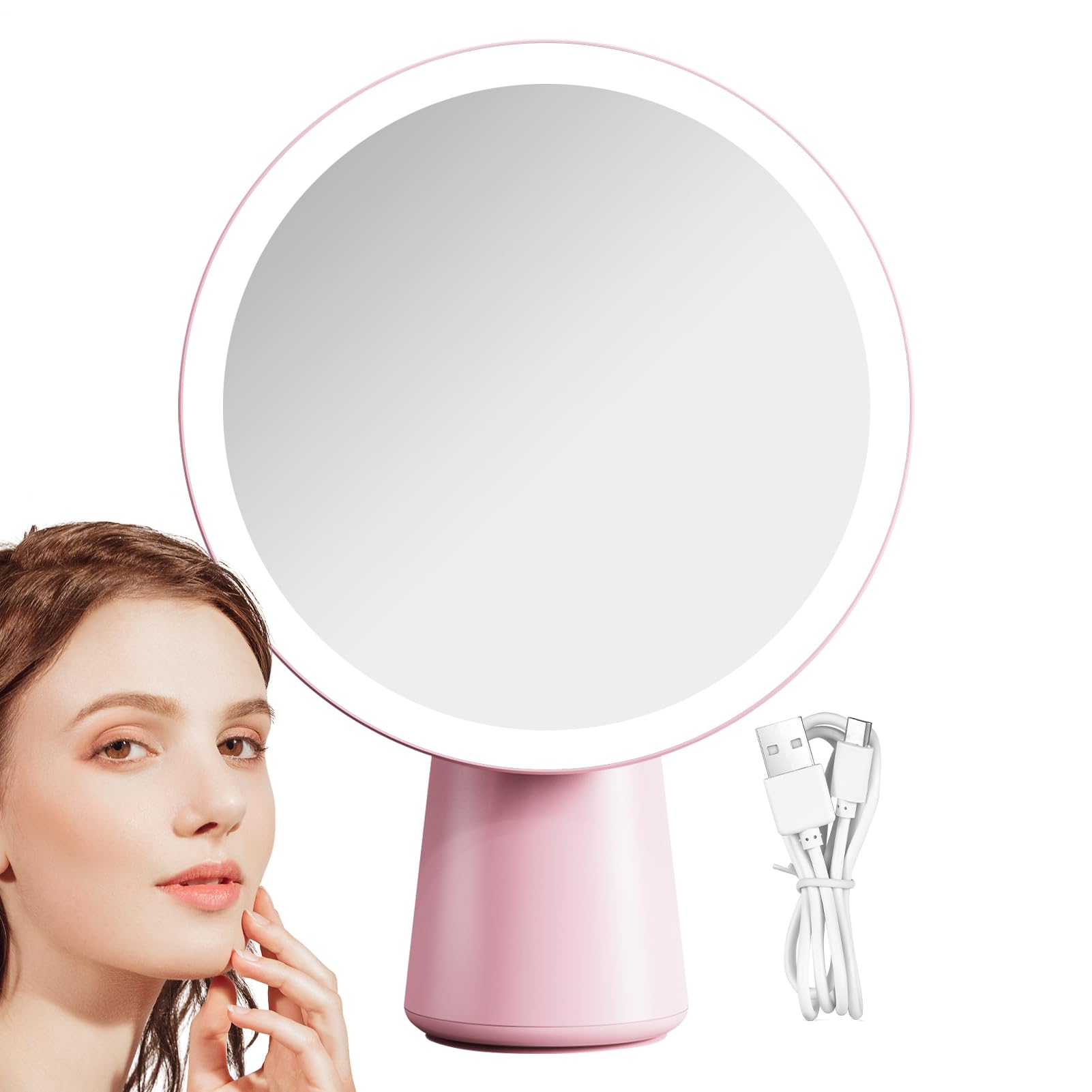 Genérico Espejo de tocador con luz Regulable, Aumento y Alta Definición | Espejo de maquillaje con luz LED para mujeres madres novias viaje residencia de estudiantes habitación mesita de