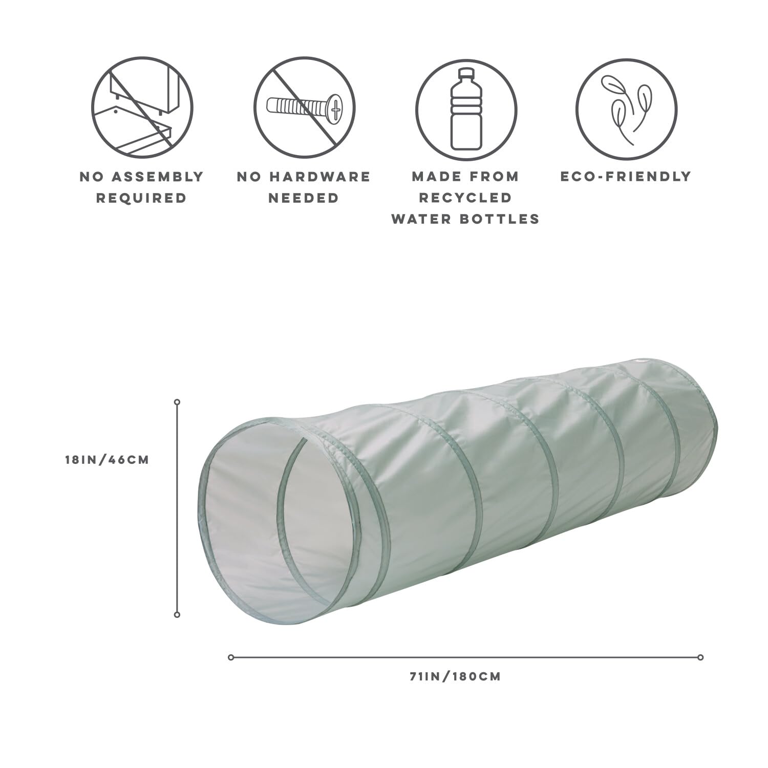 3 Sprouts Kids Play Tunnel, Recycled Fabric Pop Up Collapsible Tunnels, Crawling Foldable Tunnel for Toddler Child - Image 2