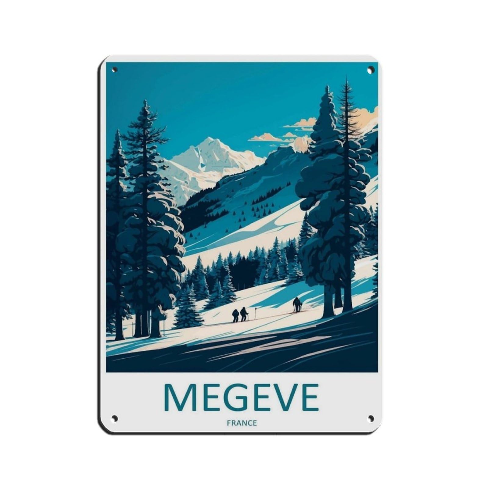 Megeve Travel Art Ski Art Lover Gift（90） Tin Sign Vintage Metal Pub Club Cafe Bar Home Wall Art Decoration Poster Retro 12x16inch(30x40cm)
