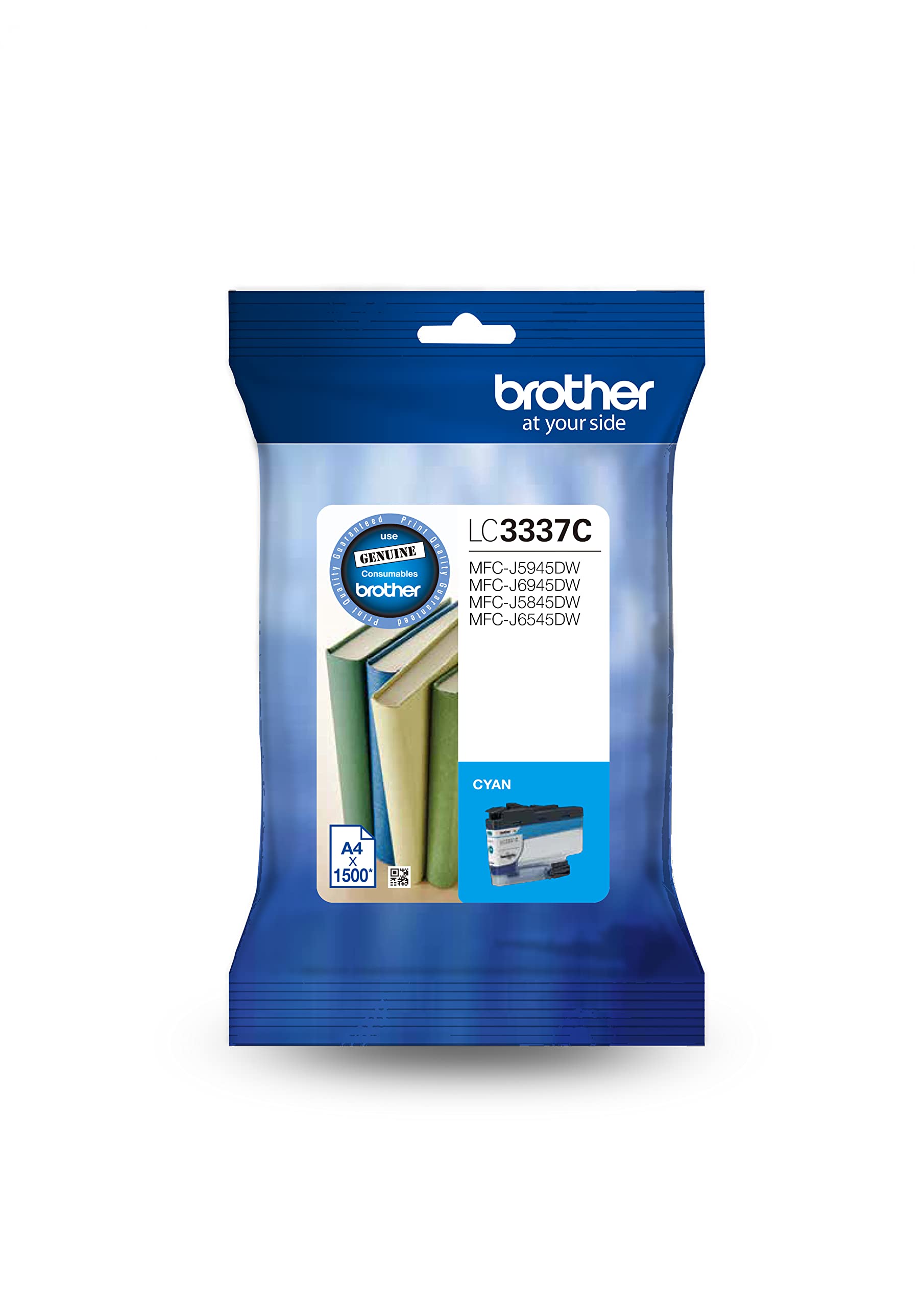 brother Cartuccia d'inchiostro originale LC3337C, ciano, resa di pagine fino a 1500 pagine, (LC-3337C), compatibile con: MFC-J5945DW, MFC-J6945DW, MFC-J5845DW, MFC-J6545DW, capacità standard
