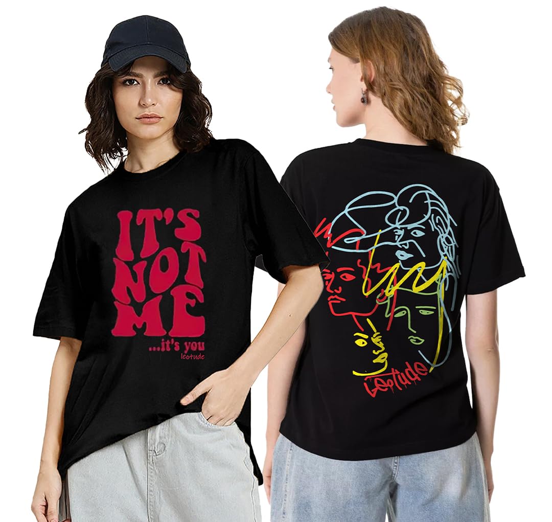 Women's Cotton Round Neck Oversized Half Sleeve T-Shirt Combo (Pack of 2)-image-36
