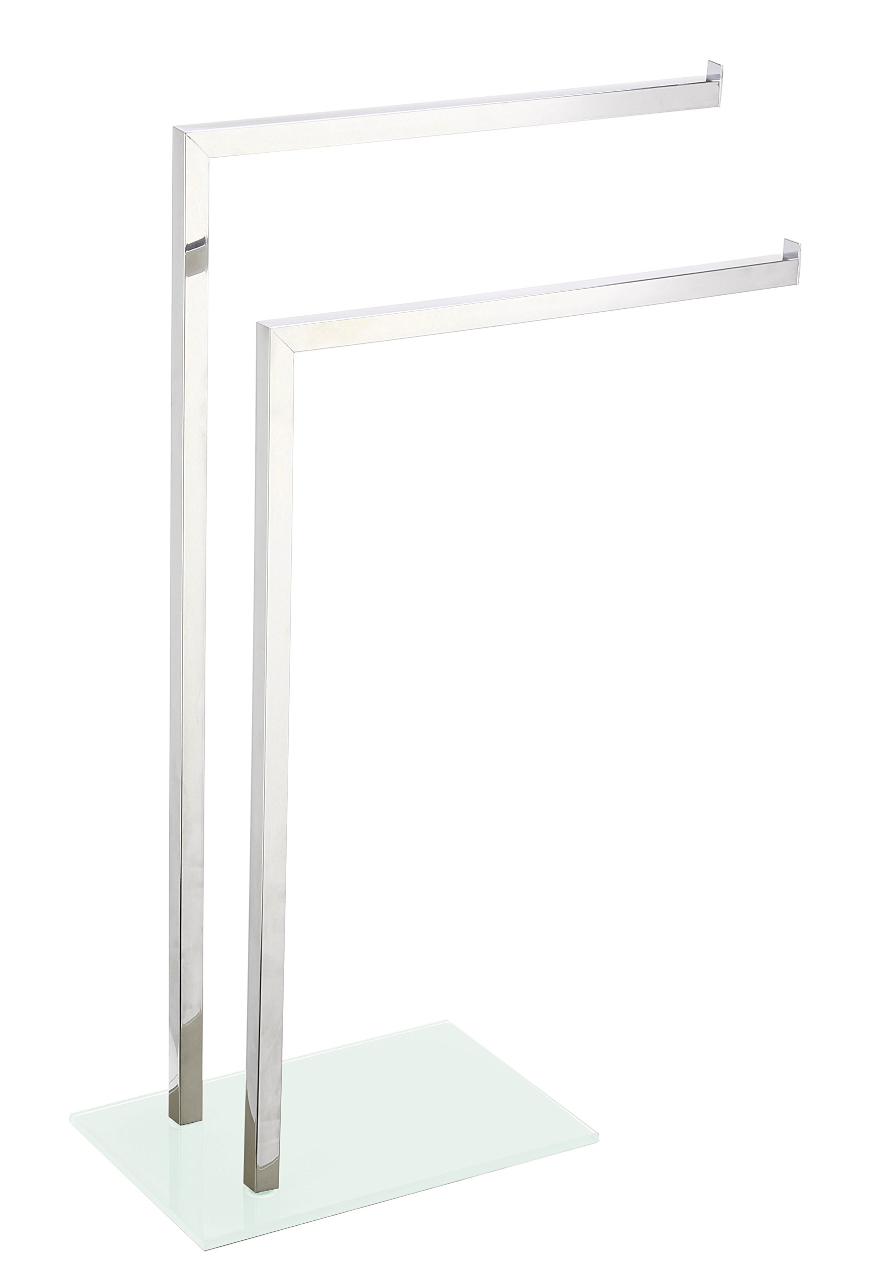 King Collection P1407429/B Piantana Portasciugamani 2 Bracci Base in Vetro, Bianco
