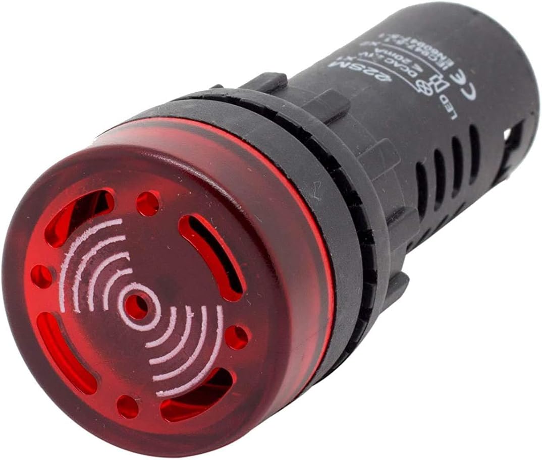 2Pcs Red LED Alarm with Buzzer, Wall Mount, Security Alarm