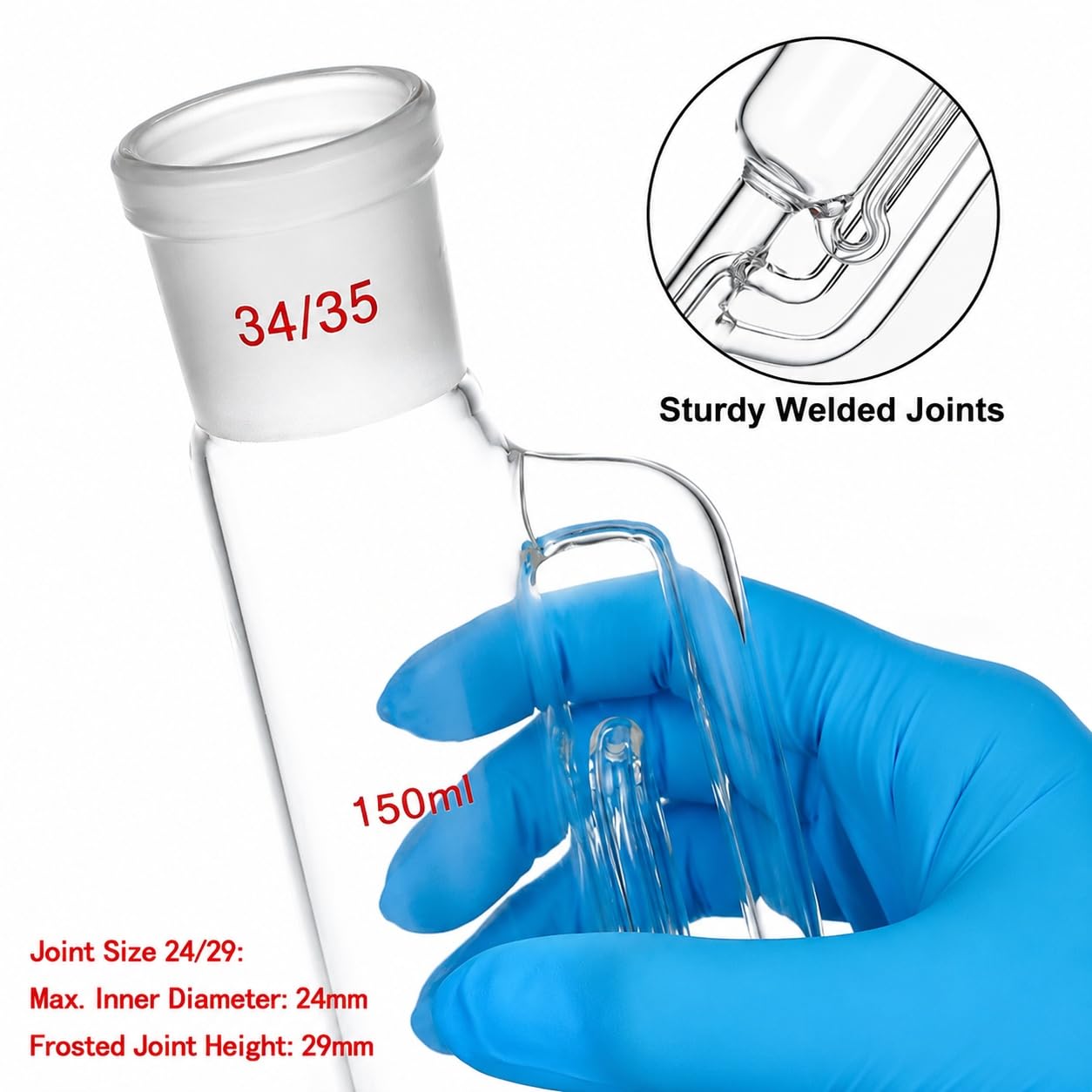 VIDOO Hochwertiges Borosilikatglas Soxhlet Extraktionsrohr mit Spiral Struktur, Labor Extraktor für Fett und Öl, Hitzebeständiges und Säurebeständiges Chemie Glasgerät, 1000ml