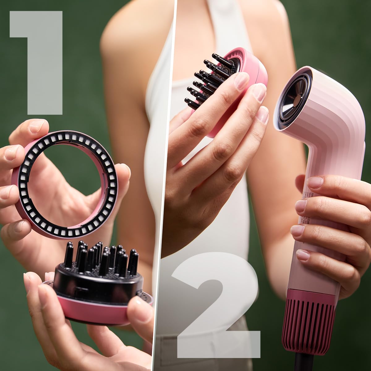 Cecotec Kompaktowa suszarka do włosów IoniCare Dry&Keratin Olive. 1200 W, 107000 obr./min, silnik bezszczotkowy, funkcja jonowa, głowica z technologią NutriSerum i twardymi zębami, głowica