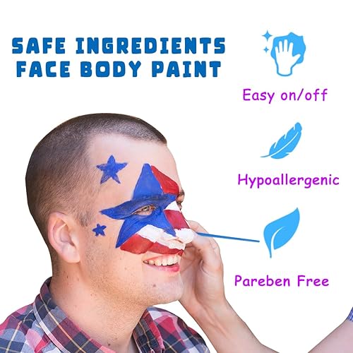 Miniatura 4 de Bowitzki Pintura facial y corporal de 2 onzas, maquillaje en crema, 2.0 fl oz, pintura facial a base de agua, efectos especiales para adultos y