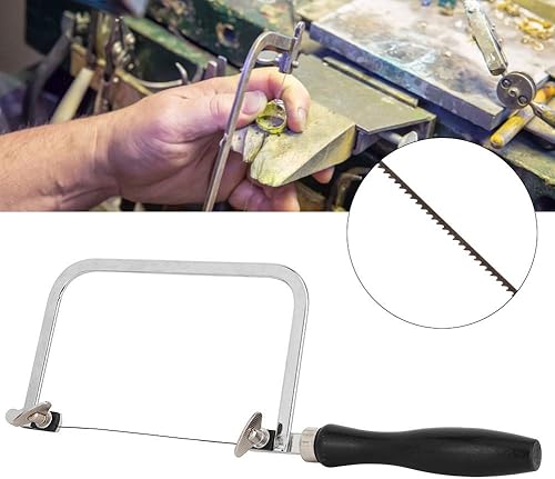 Miniatura 2 de Jeweler Kit de marco de sierra con cuchillas, herramienta de fabricación de joyas de sierra de metal, arco de sierra portátil, alambre tallado negro