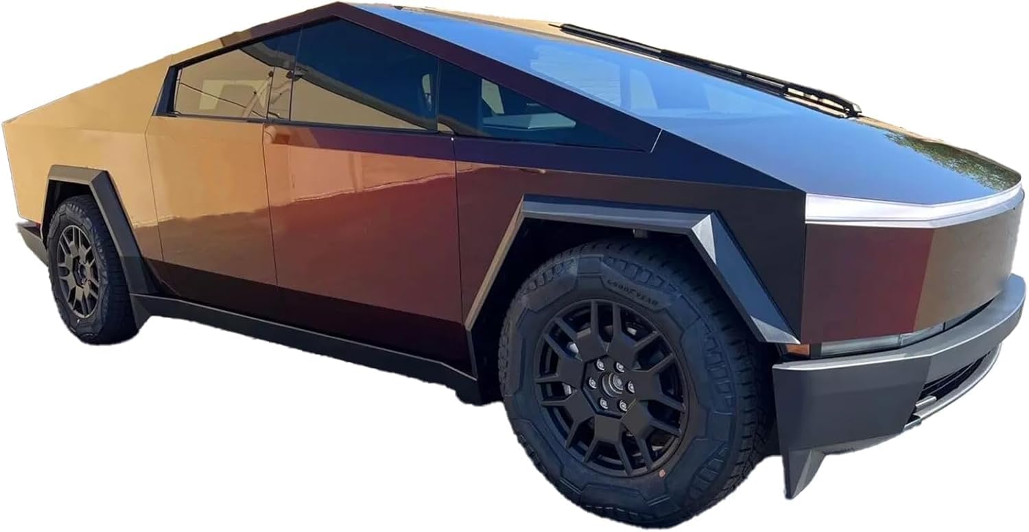for Tesla Cybertruck 2024-2025 Entire Set PPF Precut Car Full Body Color Change Paint Protective Film Self Adhesive PET Waterproof Car Wrap Film Scratch Protector Exterior Accessories(Red-Brown)
