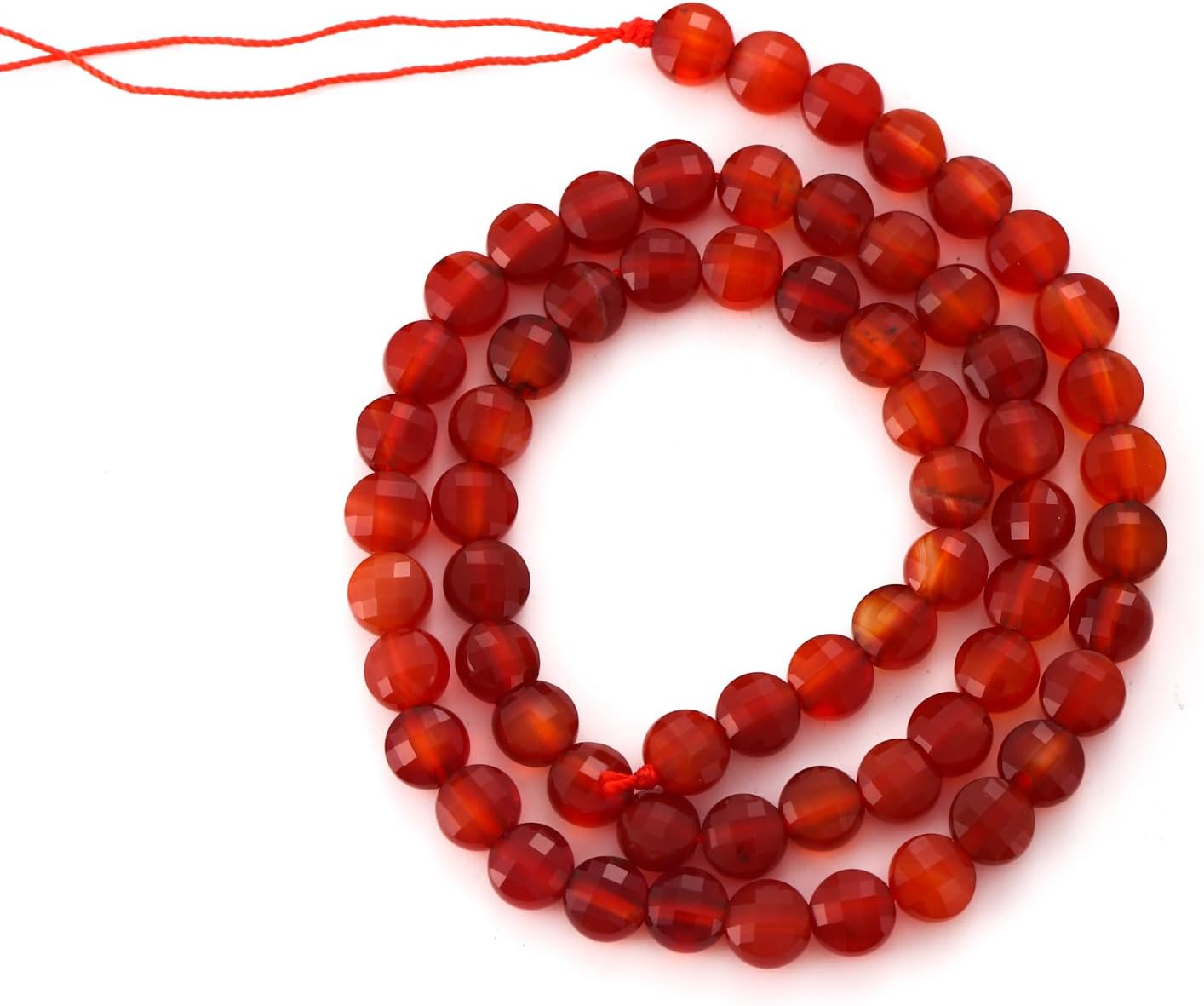 6mm Faceted Natural Red Agate Stone Beads Coin Disc Gemstone Spacer Beads for Jewelry Making DIY Bracelet Necklace - Image 4